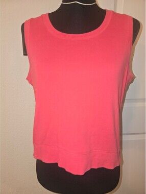 Rafaella Women's Sleeveless Cotton Tank Top, Size Large, Coral Pink